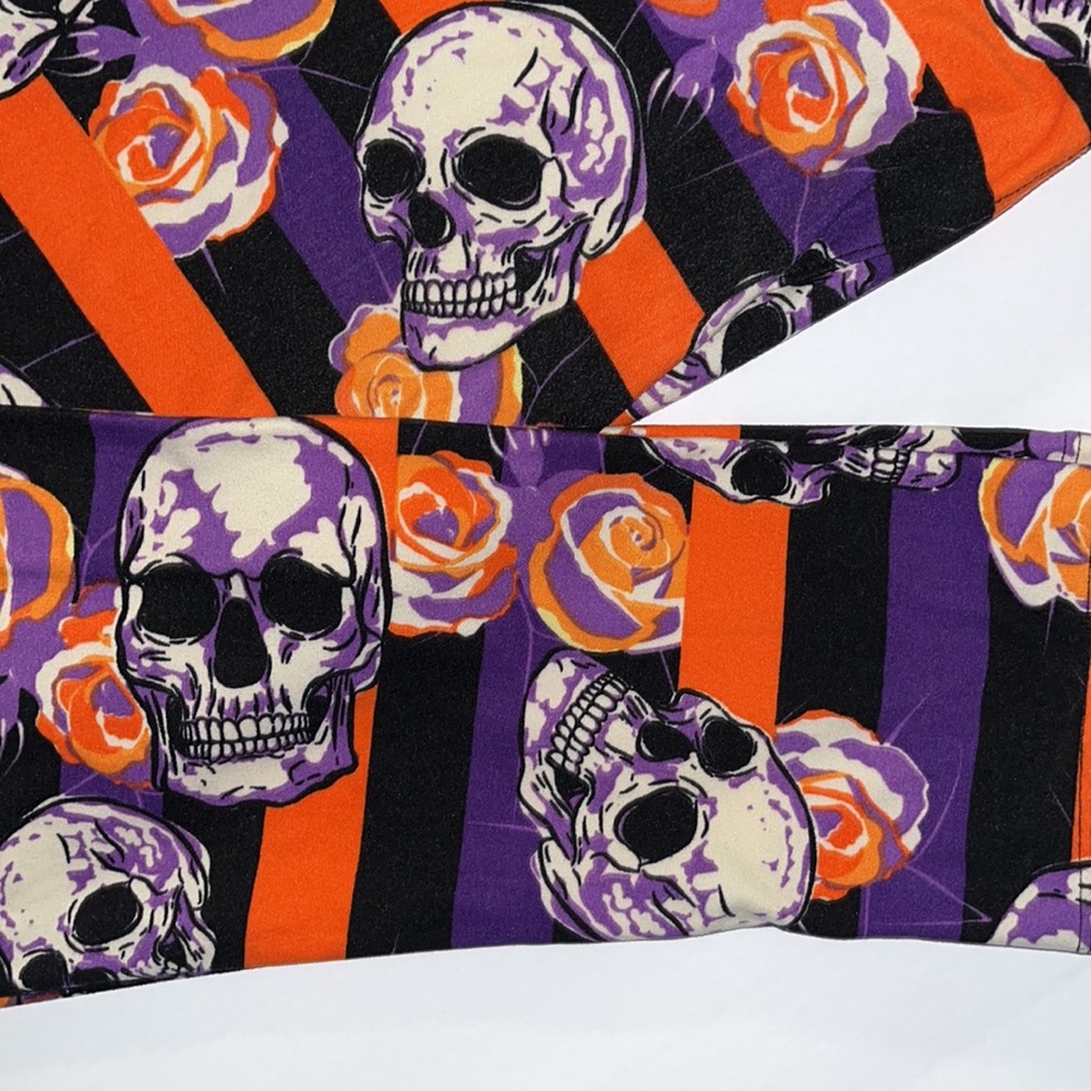 NEVER WORN LU LA ROE leggings - skull ☠️, flowers & stripes - T& C - Plus Sized - Picture 3 of 5